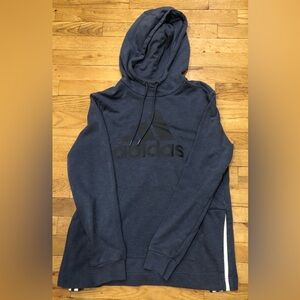 Adidas Split Hem Hoodie Long Sleeve Blue With White Stripes on Splits S Medium